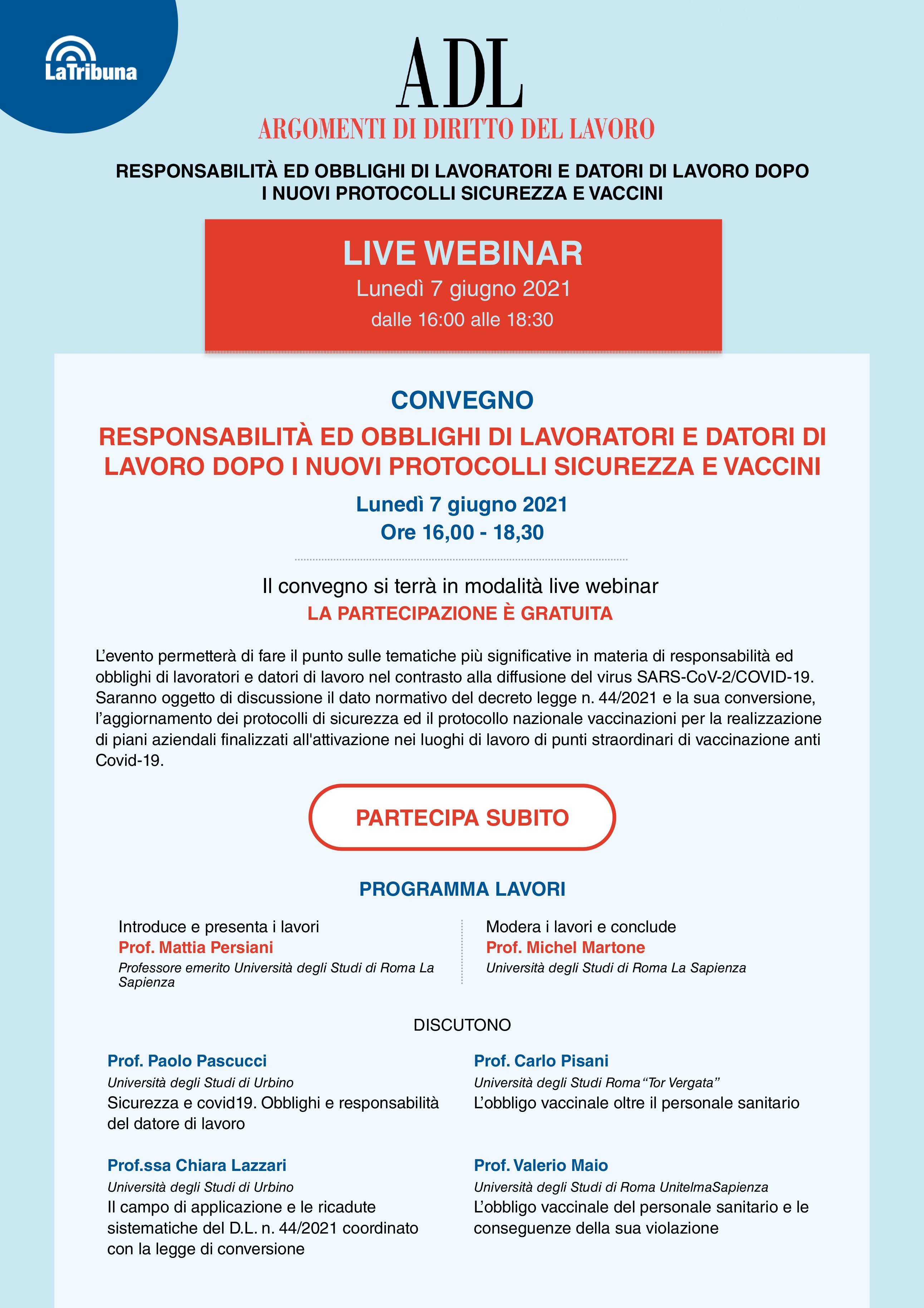 webinar responsabilita ed obblighi di lavoratori e datori di lavoro dopo i nuovi protocolli sicurezza e vaccini